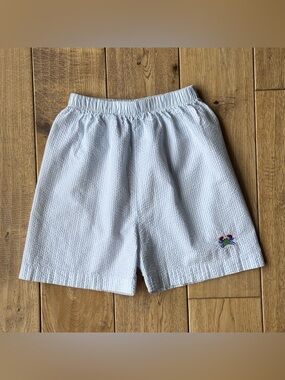 Shrimp & Grits Kids Seersucker Embroidered Crab Shorts size 6